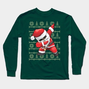 Dabbing Black Santa Ugly Christmas Design Long Sleeve T-Shirt